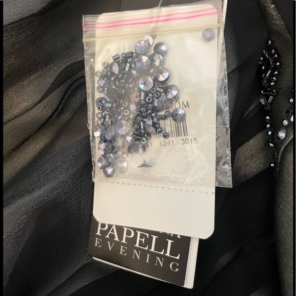 Adrianna Papell Evening Black Shimmering Dress Beaded Size 14 - Picture 9 of 10